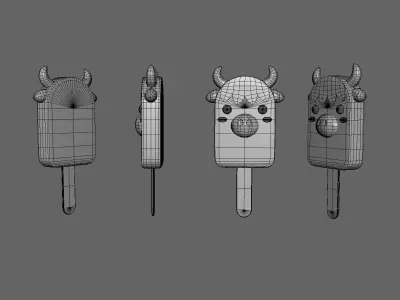 Low-Poly Cow Ice Cream Cute  Low-poly 3D model