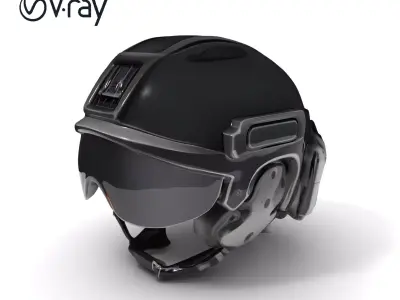 Tactical Helmet with Visor Model Pack Low-poly 3D model