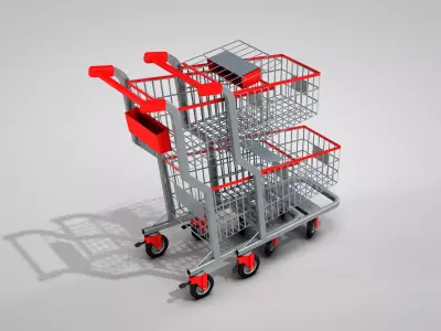 Shopping Cart - Two Baskets 3D model
