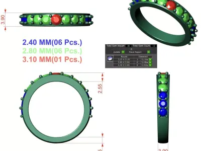 Tapered Diamond Band 3D print model