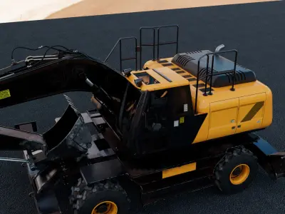 Wheeled Excavator 3D model purchase