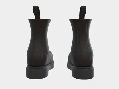 Black Leather Ankle Boots Low-poly 3D model