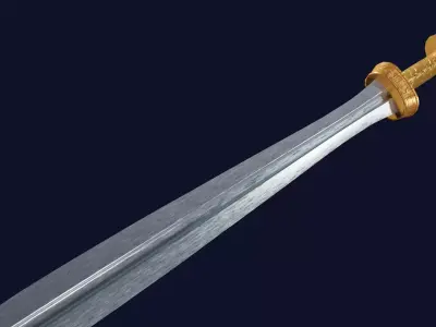 Xyphos sword with Langsax handle Low-poly 3D model