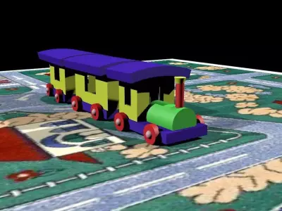 locomotive toy train on rug 3D model