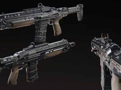 Rifle gun Low-poly 3D model