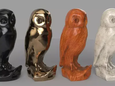 Owl bronze sculpture  Low-poly 3D model