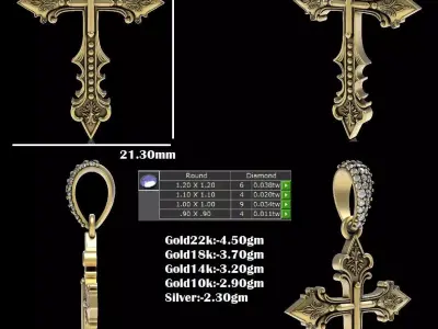 Cross Pendant 3D print model 11