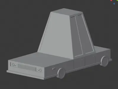Low poly red car  minimal style Free low-poly 3D model