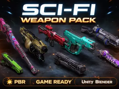 Sci-Fi Weapon Pack  High Poly Futuristic Guns Collection PBR Low-poly 3D model