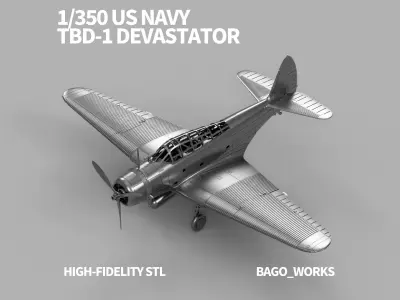 1-350 US Navy TBD 1 Devastator STL 3D print model