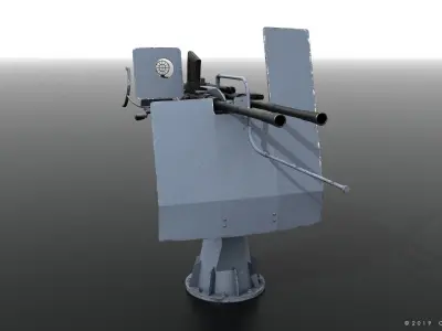 German 20mm FLAK 38 Low-poly 3D model