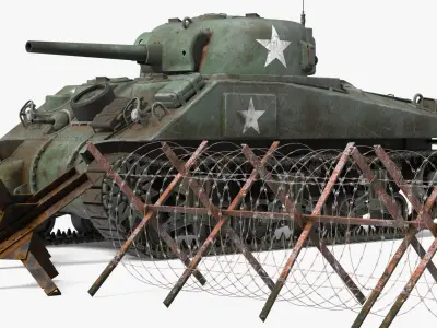 M4 Sherman Combat Tank on Battlefield 3D model