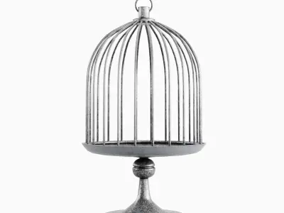 Metal Birdcage Set Low-poly 3D model
