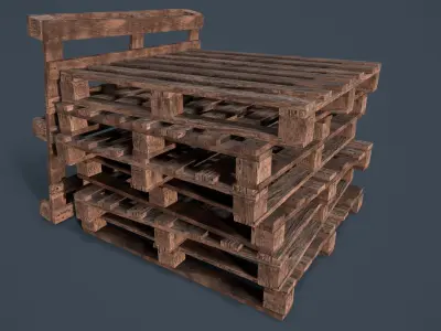 Stack of Pallets Low-poly 3D model