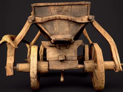 Old Wooden Cart Low-poly 3D model shop