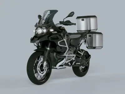 Enduro Motorcycle and aluminium sandle bag 3d model 3D model