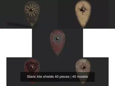 Slavic kite shields 40 pieces 3D Model Pack