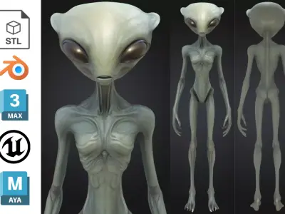 Alien Realistic Extraterrestrial Low-poly 3D model