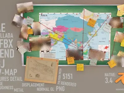 Green wanted Board Low-poly 3D model