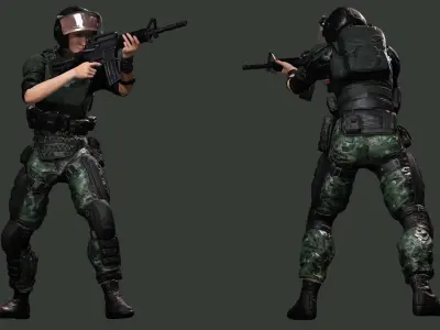 Noi - Asian Strength in Military Attire Low-poly 3D model