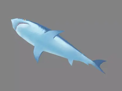 Cartoon Shark Low-poly 3D model