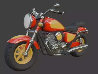 Cartoon Red Motorcycle 3D Model 3D model 2
