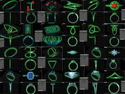 3DM-STL 277 ENGAGEMENT AND BAND RING FILES 3D Model Pack