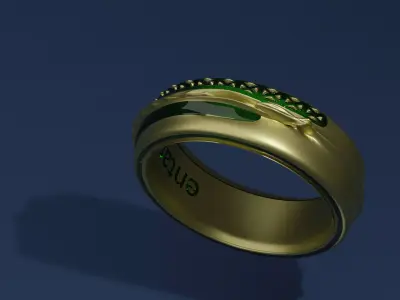Emerald and pure gold ring 3D model