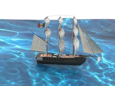Napoleonic French Ship Of The Line 3D model