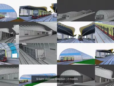 S-bahn stations collection 3D Model Pack purchase