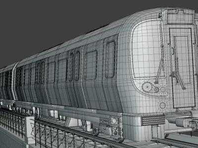 Viaduct with metro and local train 3D Model Pack
