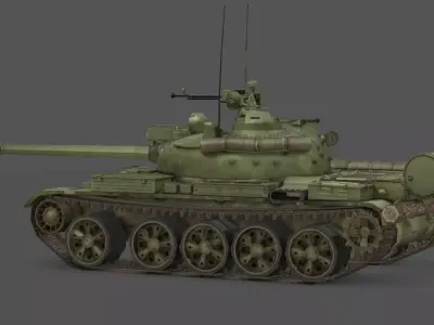  T 55A Obr 1974 Battle Tank 3D Model Soviet Army Cold War  Low-poly 3D model