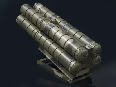 Deployed Air Defense Launcher Module in Green Camo 3D model
