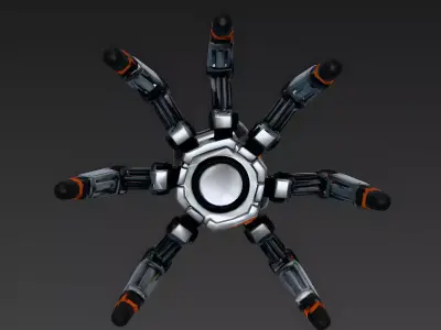 Stylized Sci-Fi Spider Hexapod Mech 3d model Low-poly 3D model