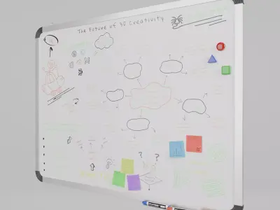 Customizable Wall-Mounted Whiteboard - Metal Writing Board Low-poly 3D model