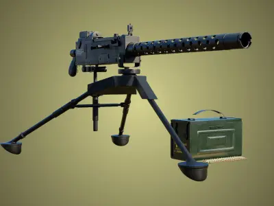 M1919 Browning Machine Gun 03 PBR Unity UE Textures Included Low-poly 3D model