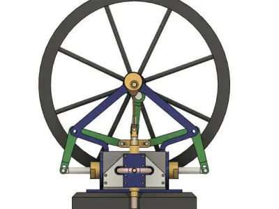 Single Cylinder Steam Engine With Two Pistons 3D model