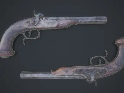 Old pistols Low-poly 3D model