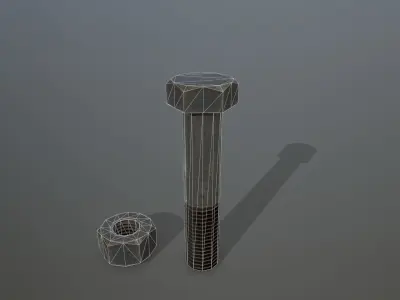 Bolts bolt and nut Low-poly 3D model 2