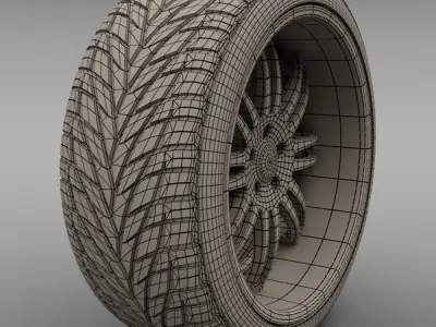 Savini Forged SV-9S Wheel and Tire 3D model