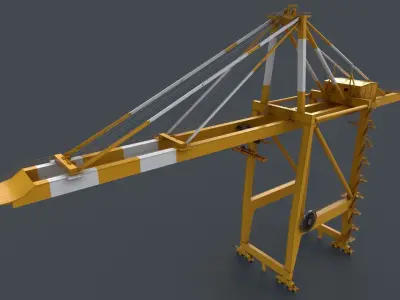 PBR Quayside Container Crane V2 - Yellow Low-poly 3D model