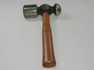 Realistic 3D Hammer with wooden handle Low-poly 3D model
