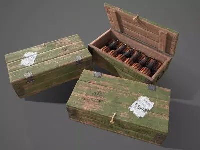 Sci-fi post apocalyptic crate of grenades  Low-poly 3D model