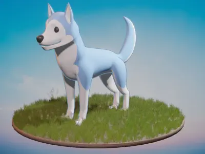 Stylized Husky  Low-poly 3D model