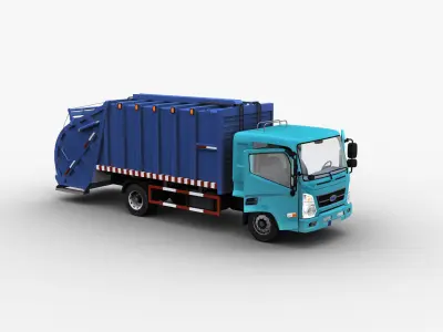 Garbage Truck with interior Low-poly 3D model