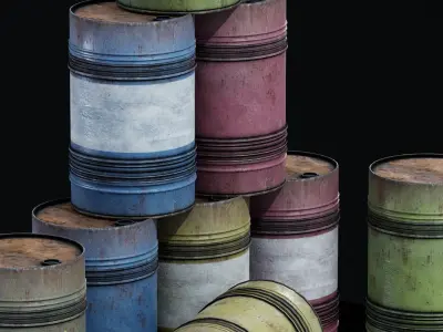 Metal Barrel Pack Free low-poly 3D model