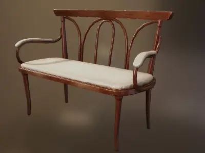Wooden worn Antique Bench Low-poly 3D model