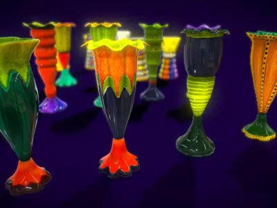 Colection Cander Cups Low-poly 3D model