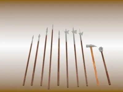 Medieval polearm set Low-poly 3D model