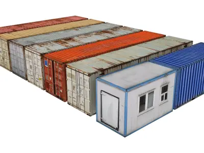 Containers Pack Low-poly 3D model